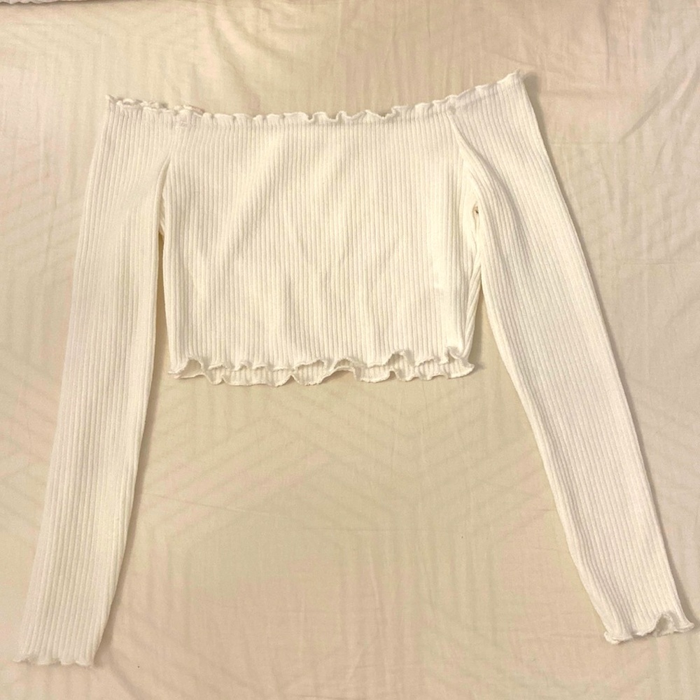 White Off-The-Shoulder Crop Top